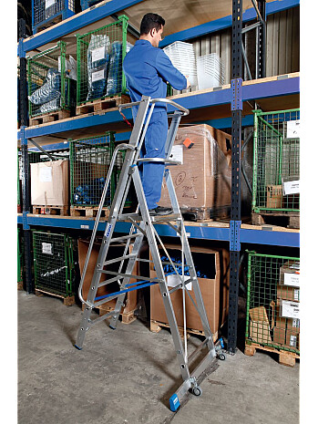 KRAUSE Stabilo drabina z platformą i barierkami 7 stopni + rolki